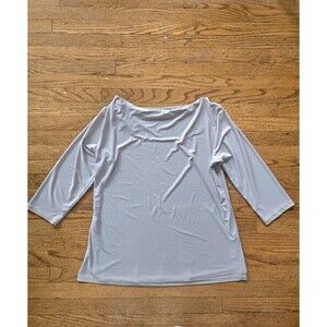 Sympli Womens Brown 3/4 Sleeve Boat Neck Top Stretchy Minimalist Size 12